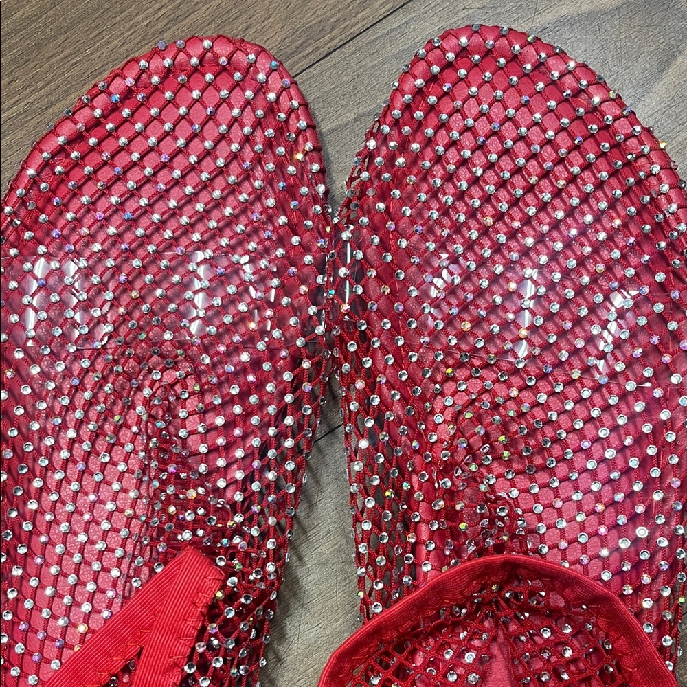Red Rhinestone Women's Sandals - Picture 3 of 4